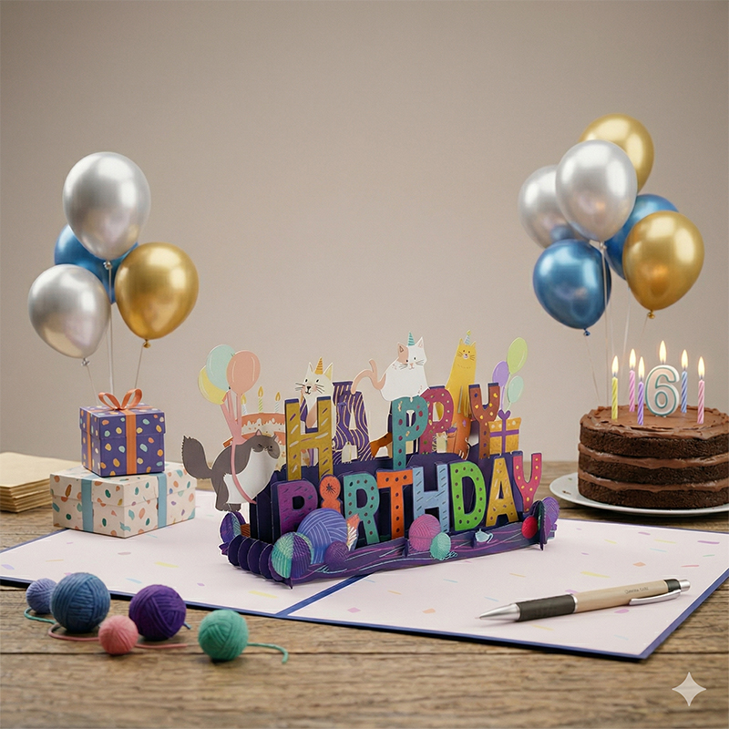 Happy Birthday Pet Pop Up Card Open View.jpg