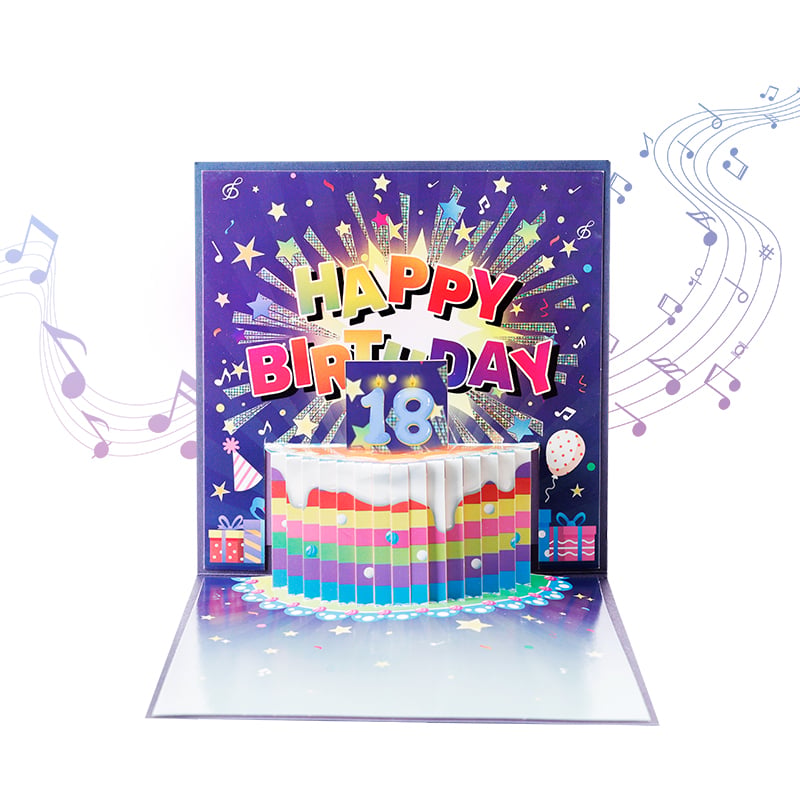 90 Degree Blow Out Birthday Cake Pop Up Greeting Card