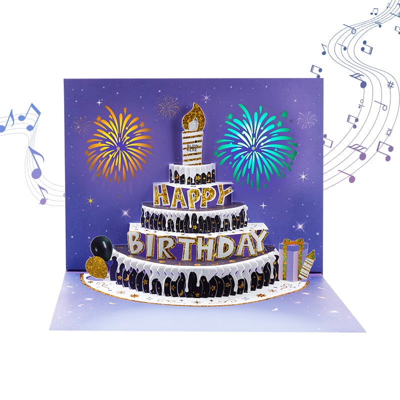 LED Pop Up Birthday Greeting Card with Sound