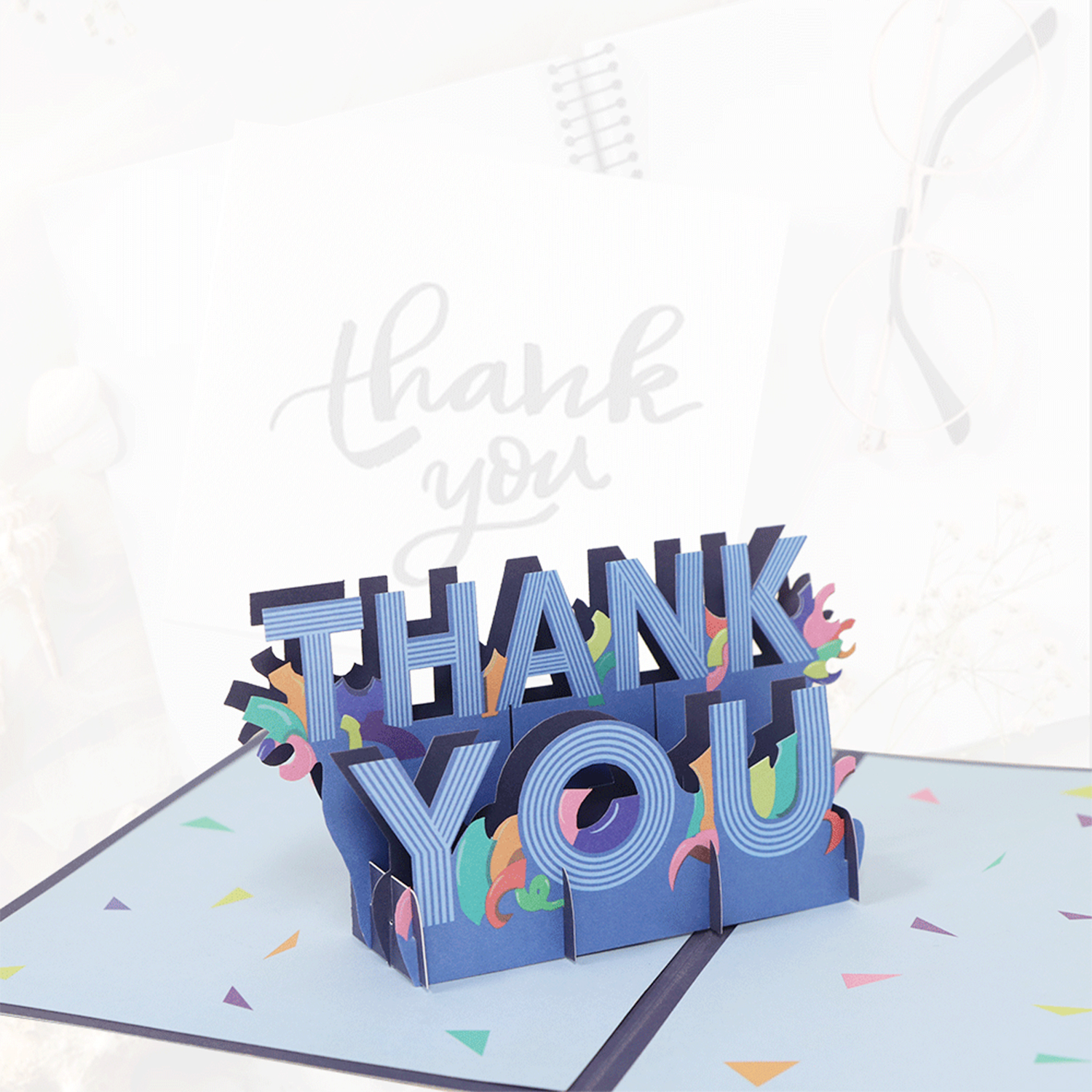 Luxury 3D Pop Up Thank You Card with Colorful Letter Design
