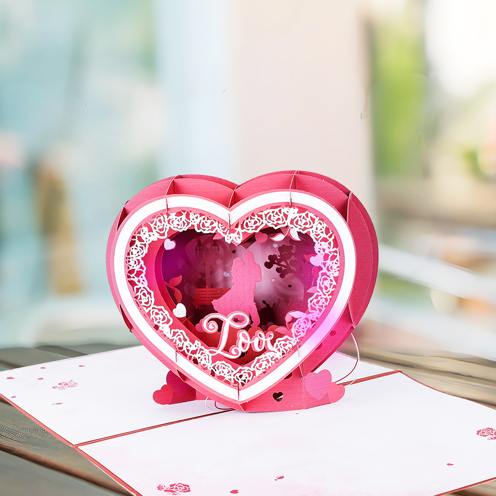 Romantic Heart 3D Pop Up Card with Music and Lights