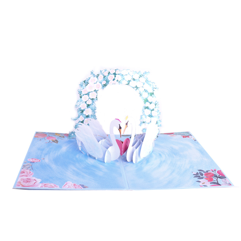 Swans In Love Wedding 3D Pop Up Card with Floral Arch