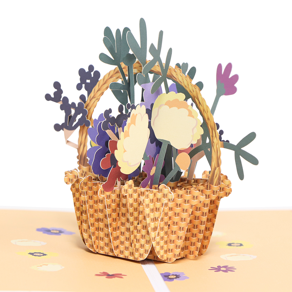 Flower Basket Thinking Of You Pop Up Greeting Card