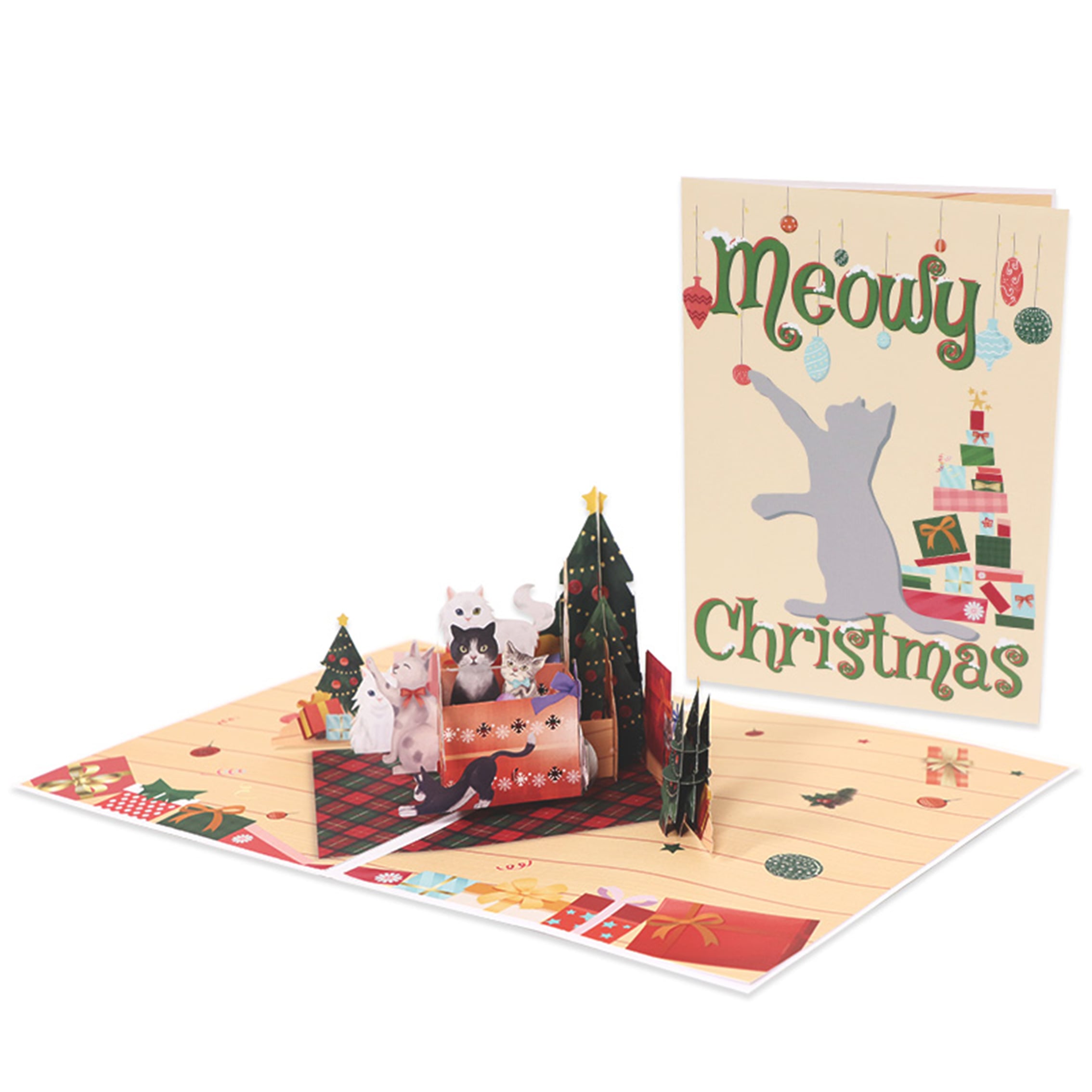3D Christmas Cat Pop Up Card