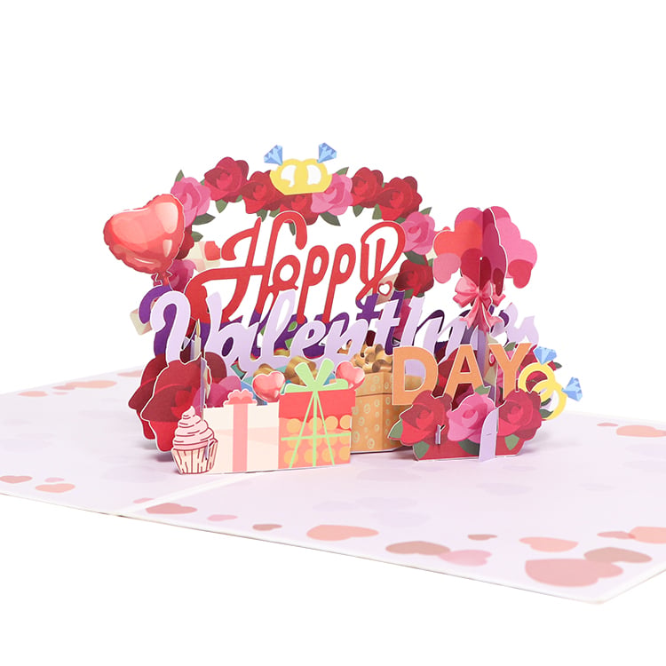 Love in Full Bloom Valentines Day Celebration Pop Up Card