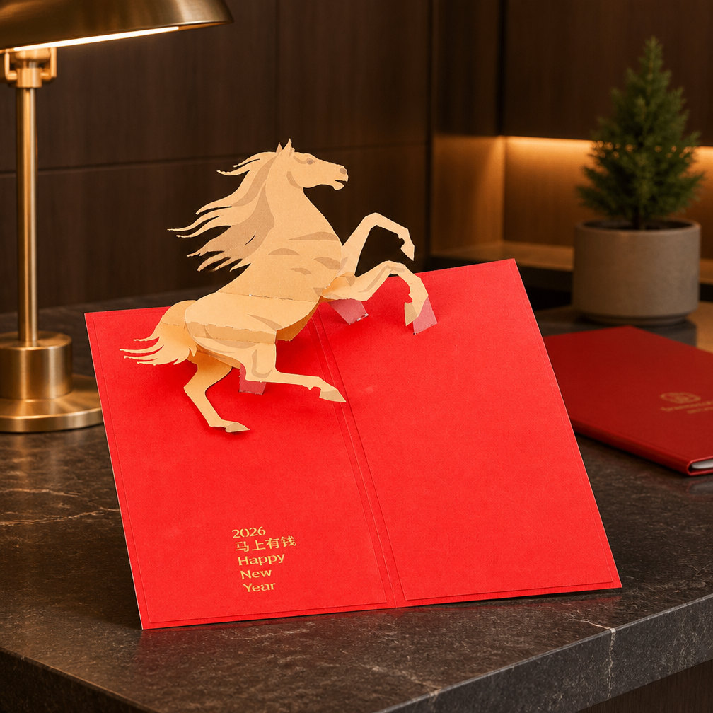 Galloping Horse Red Envelope Chinese New Year Pop Up Card Overview.png