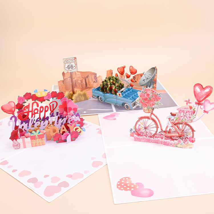 Romantic Bicycle Pop Up Card Open View.jpg