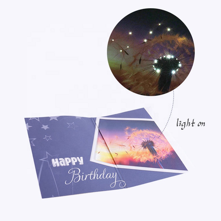 Dandelion Wishes Birthday Music Card with Fiber Optic Light  