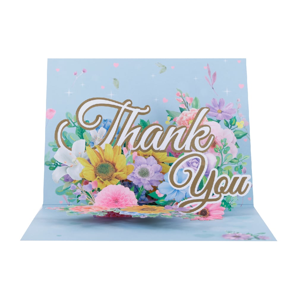 Blue Floral Thank You Pop Up Card