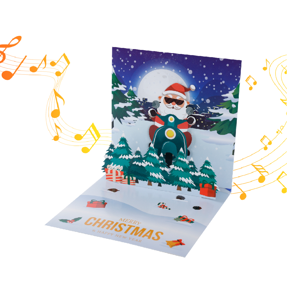 3D Pop-Up Christmas Card Swinging Santa Music Card