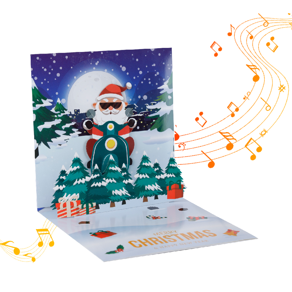 3D Pop-Up Christmas Card Swinging Santa Music Card