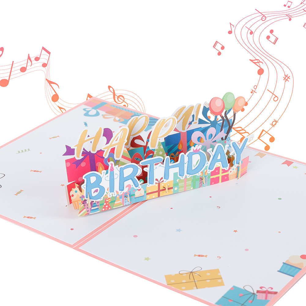 Birthday Gift Surprise Music and Lights Pop Up Card