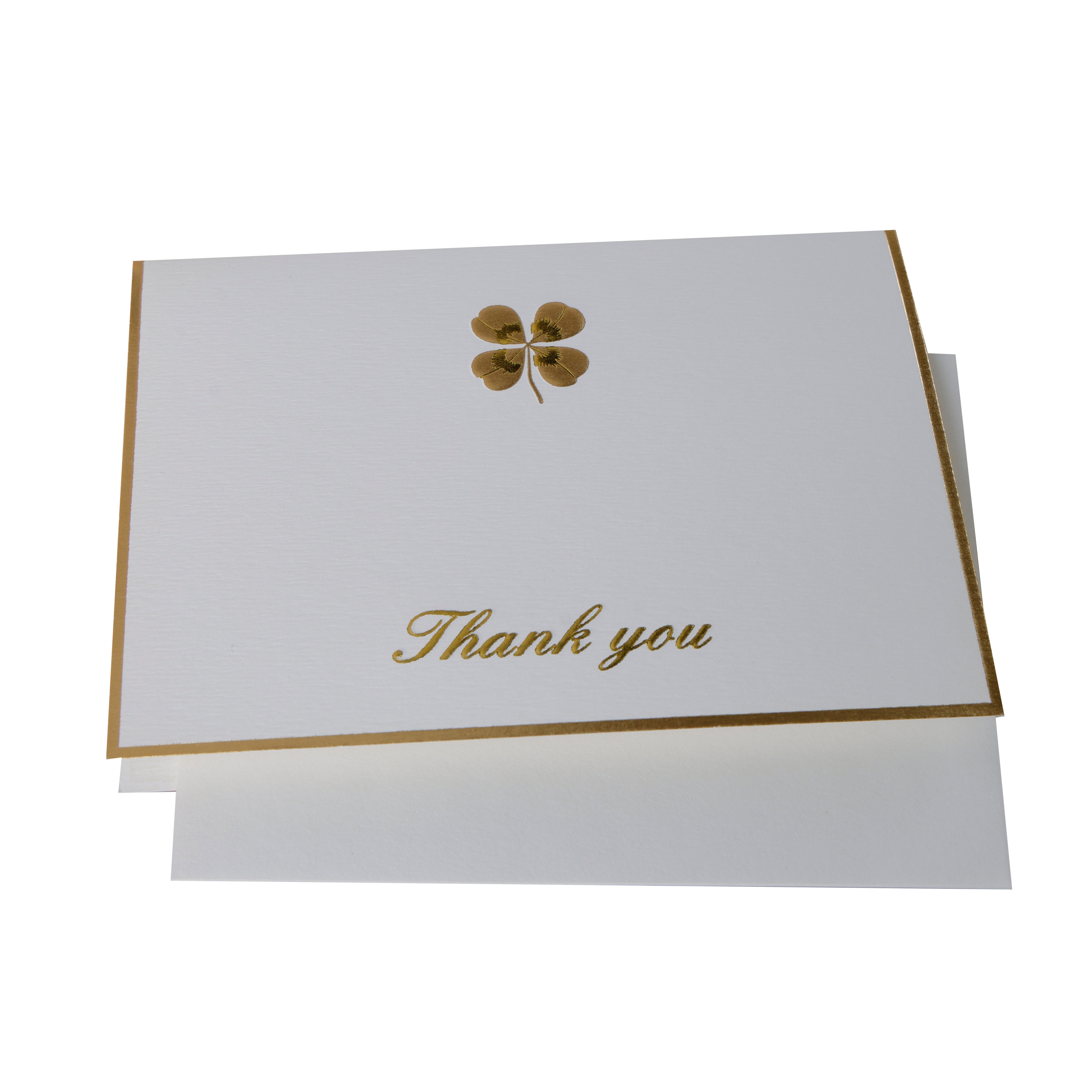 Luxury Gold Foil Thank You Card with Four Leaf Clover