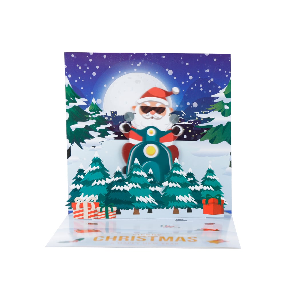 3D Pop-Up Christmas Card Swinging Santa Music Card