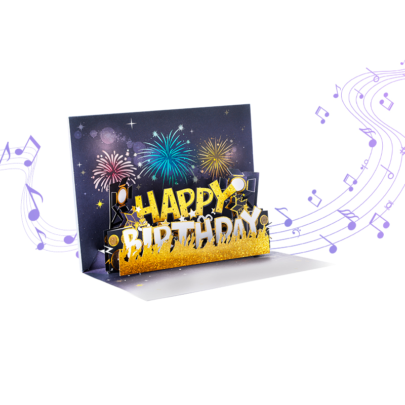Firework Musical Pop Up Birthday Card with LED Lights