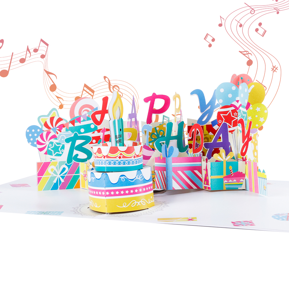 Make a Wish Birthday Cake Pop Up Card with Music