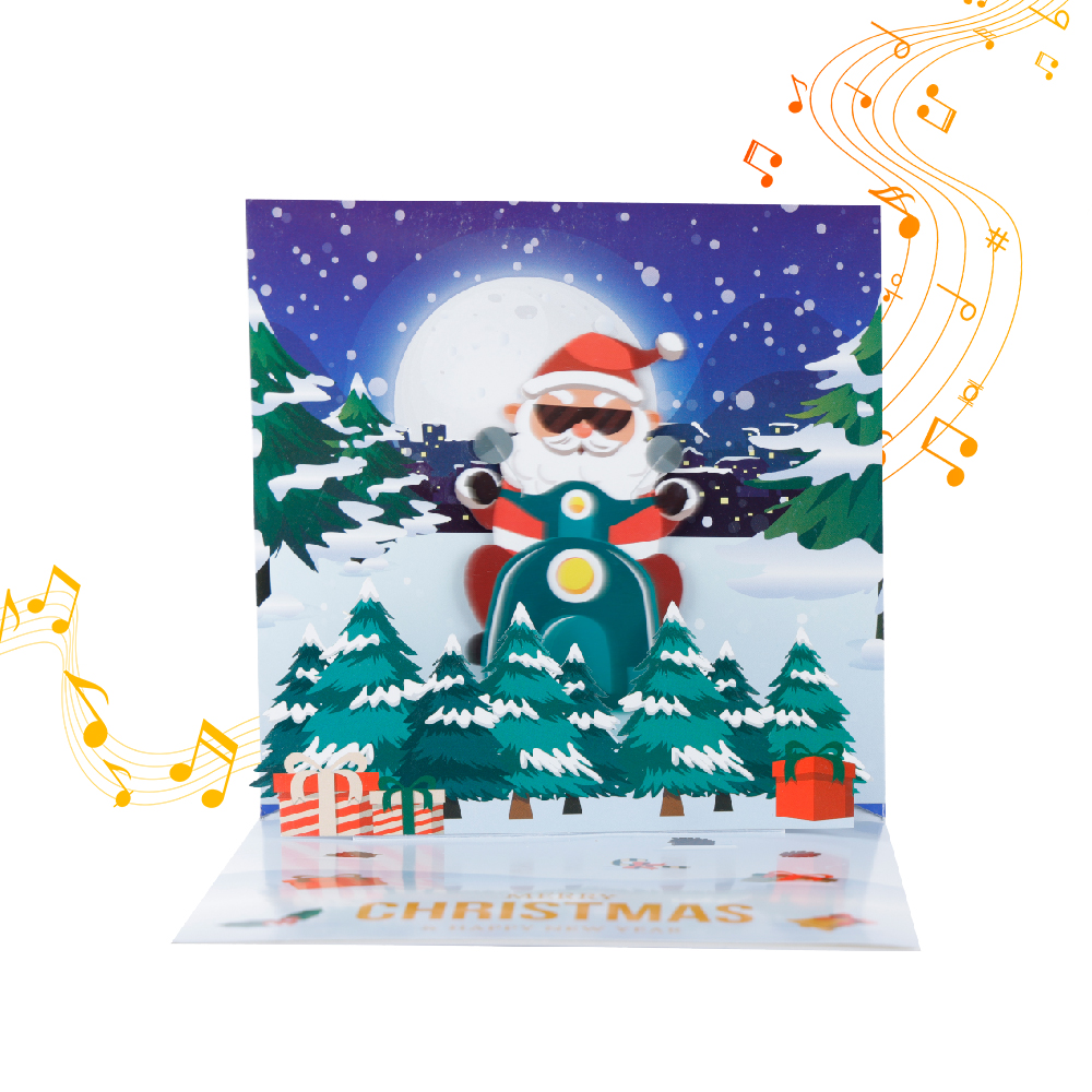 3D Pop-Up Christmas Card Swinging Santa Music Card