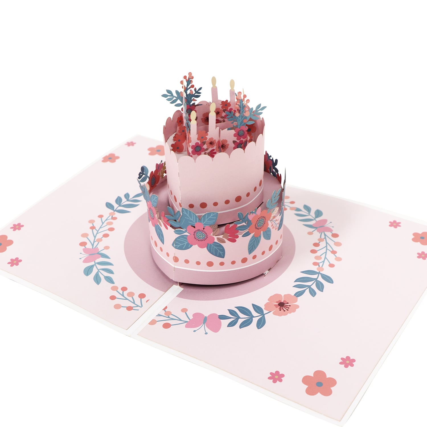 3D Pink Birthday Cake Greeting Card With Music