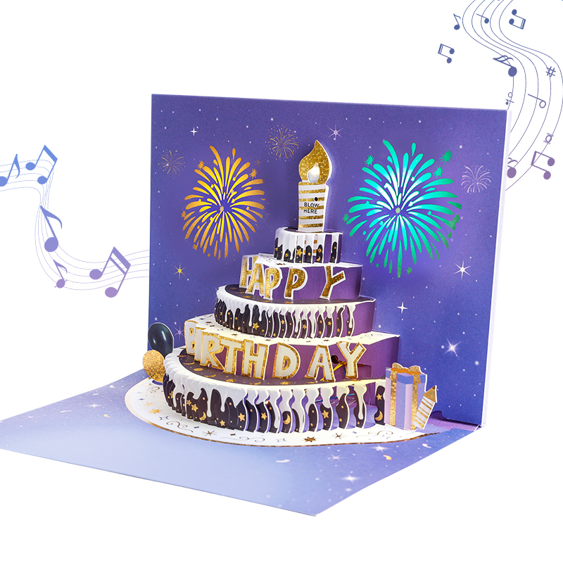 LED Pop Up Birthday Greeting Card with Sound