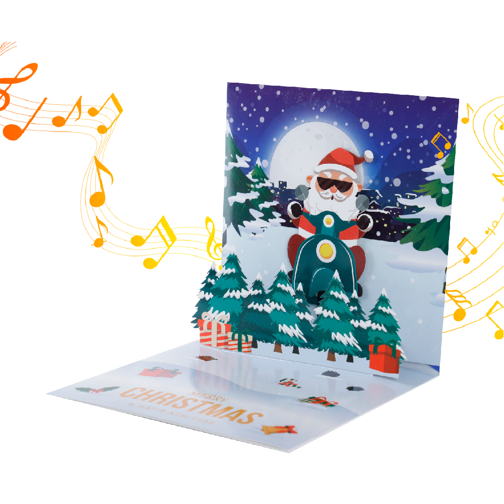 3D Pop-Up Christmas Card Swinging Santa Music Card