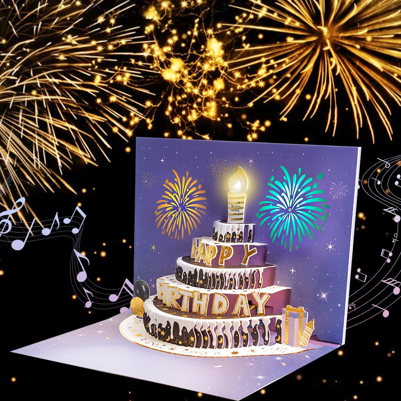 LED Pop Up Birthday Greeting Card with Sound