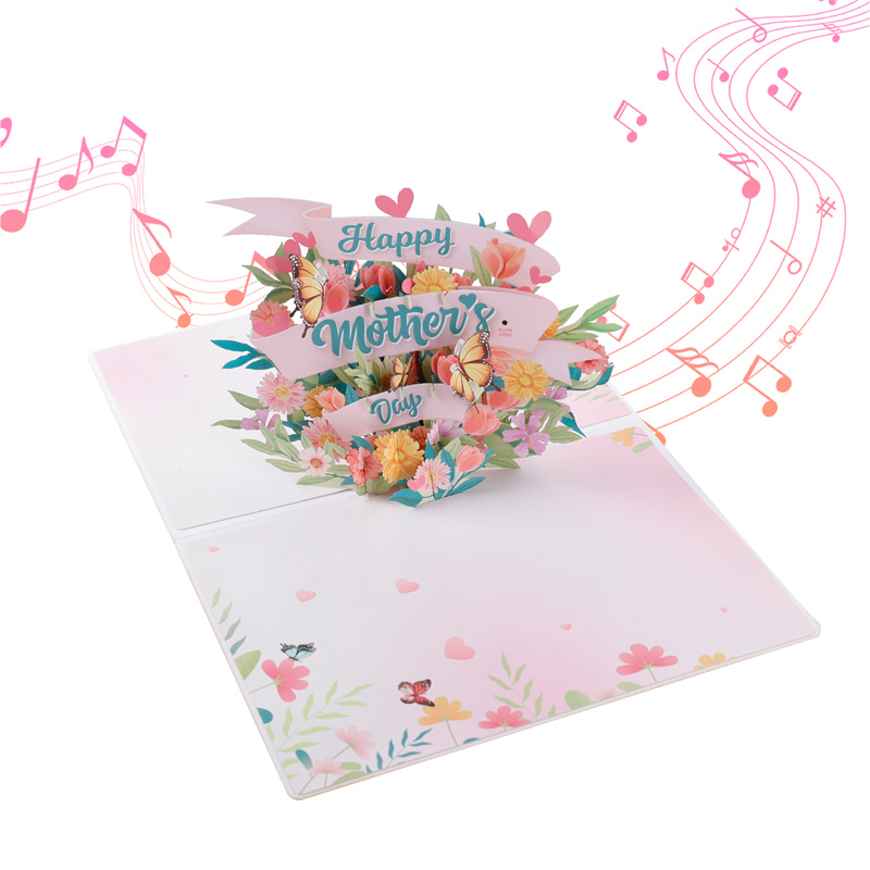 Mothers Day Floral Pop Up Card with Lights and Music