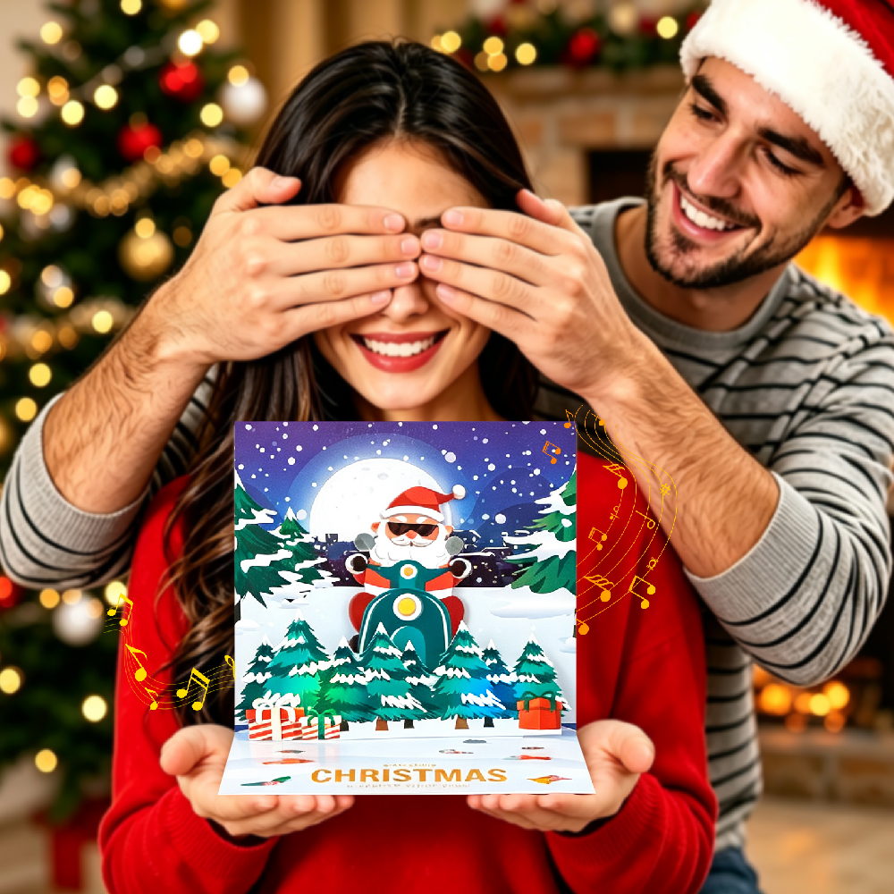 3D Pop-Up Christmas Card Swinging Santa Music Card display.jpg