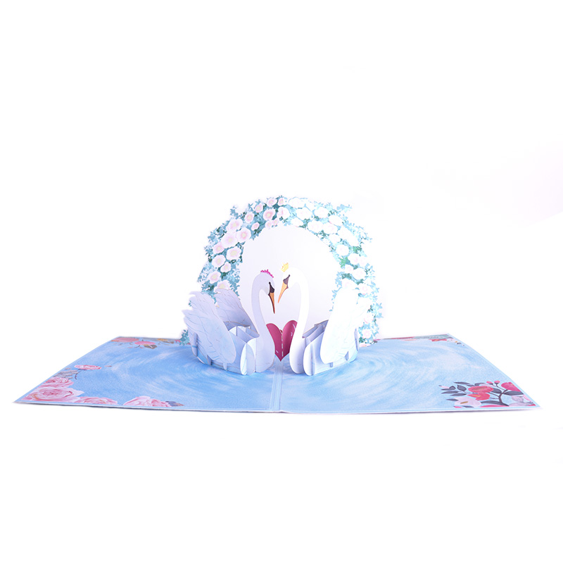 Swans In Love Wedding 3D Pop Up Card with Floral Arch