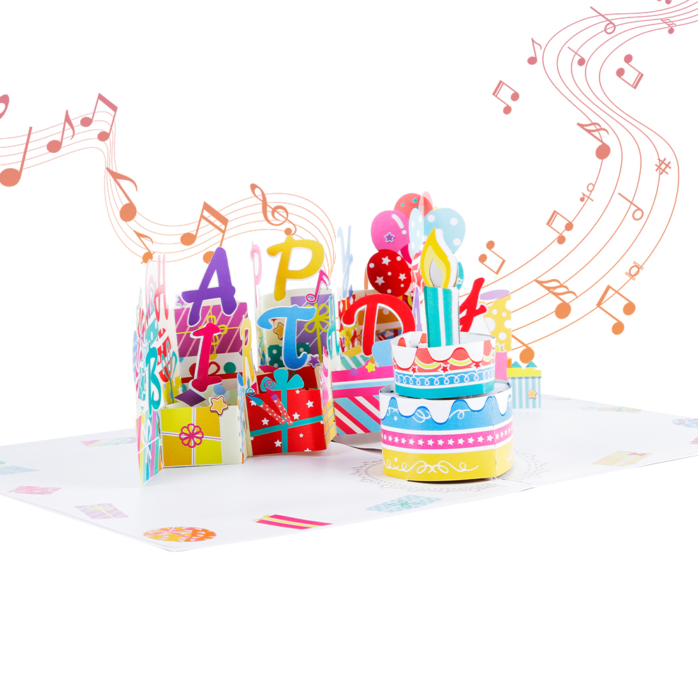Make a Wish Birthday Cake Pop Up Card with Music
