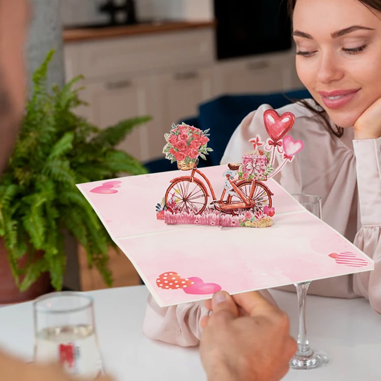 Valentine Pink Bicycle Pop Up Card Display.jpg