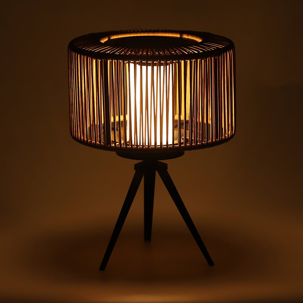 Rattan Standing Solar Garden Light Tripod Primary