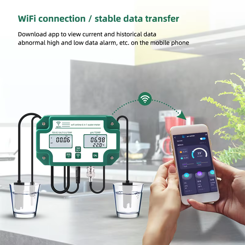high accuracy hydroponics growing digital ph tds ec temp sg salt ph meter 6 in 1 ph monitor-3