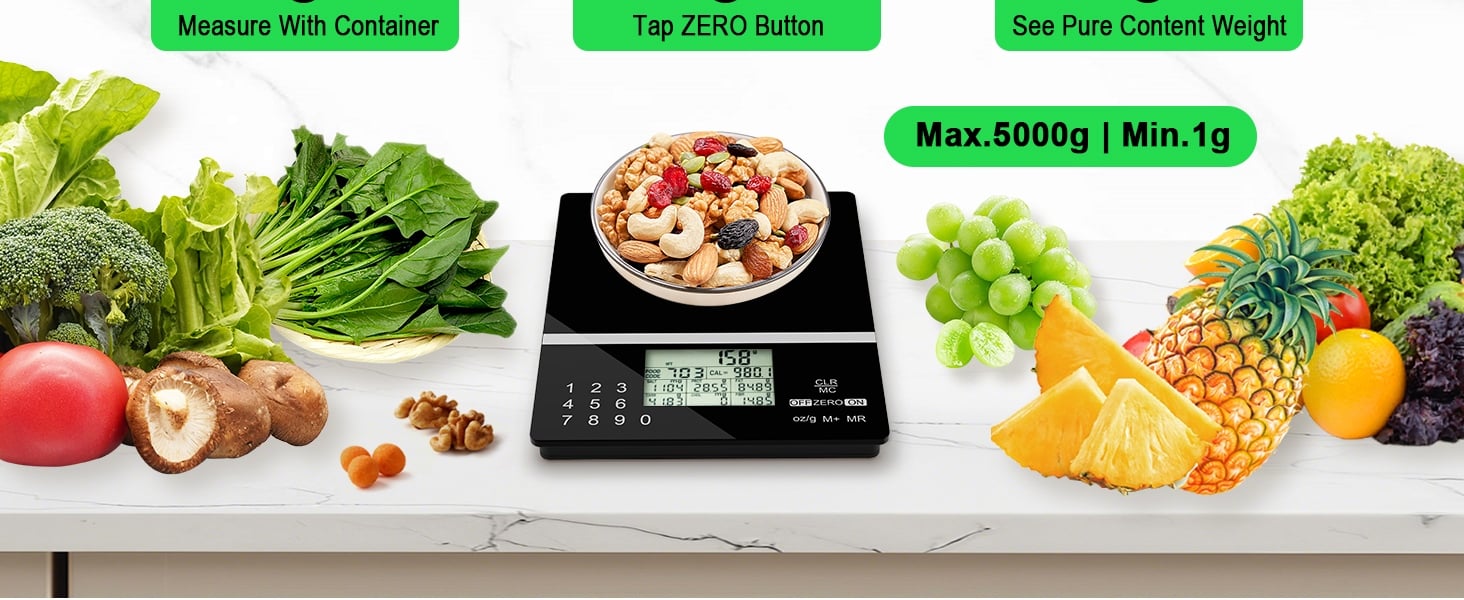 Smart Nutrition Scale, Kitchen Scale with Food Code, Food Scale for Meal Prep, Portion Control, Baking, Weight Loss, Tare Function, Batteries Included-6