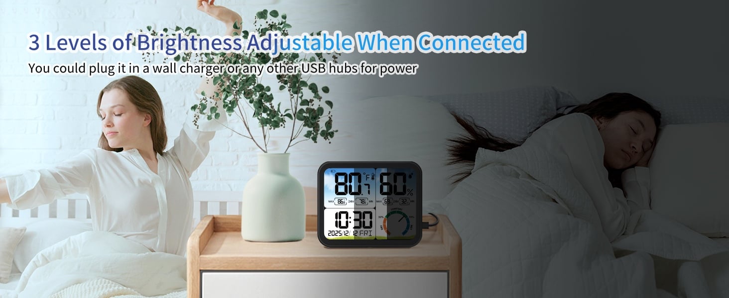 Digital Indoor Room Thermometer - 5.8'' Extra Large Display Temperature Humidity Sensor with Accurate Temp Humidity Gauge Monitor, Calibration, Max & Min Records, Comfort, Backlit, Date & Clock-4