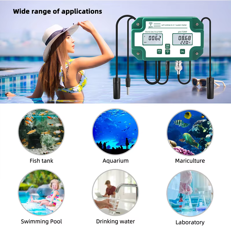 high accuracy hydroponics growing digital ph tds ec temp sg salt ph meter 6 in 1 ph monitor-7