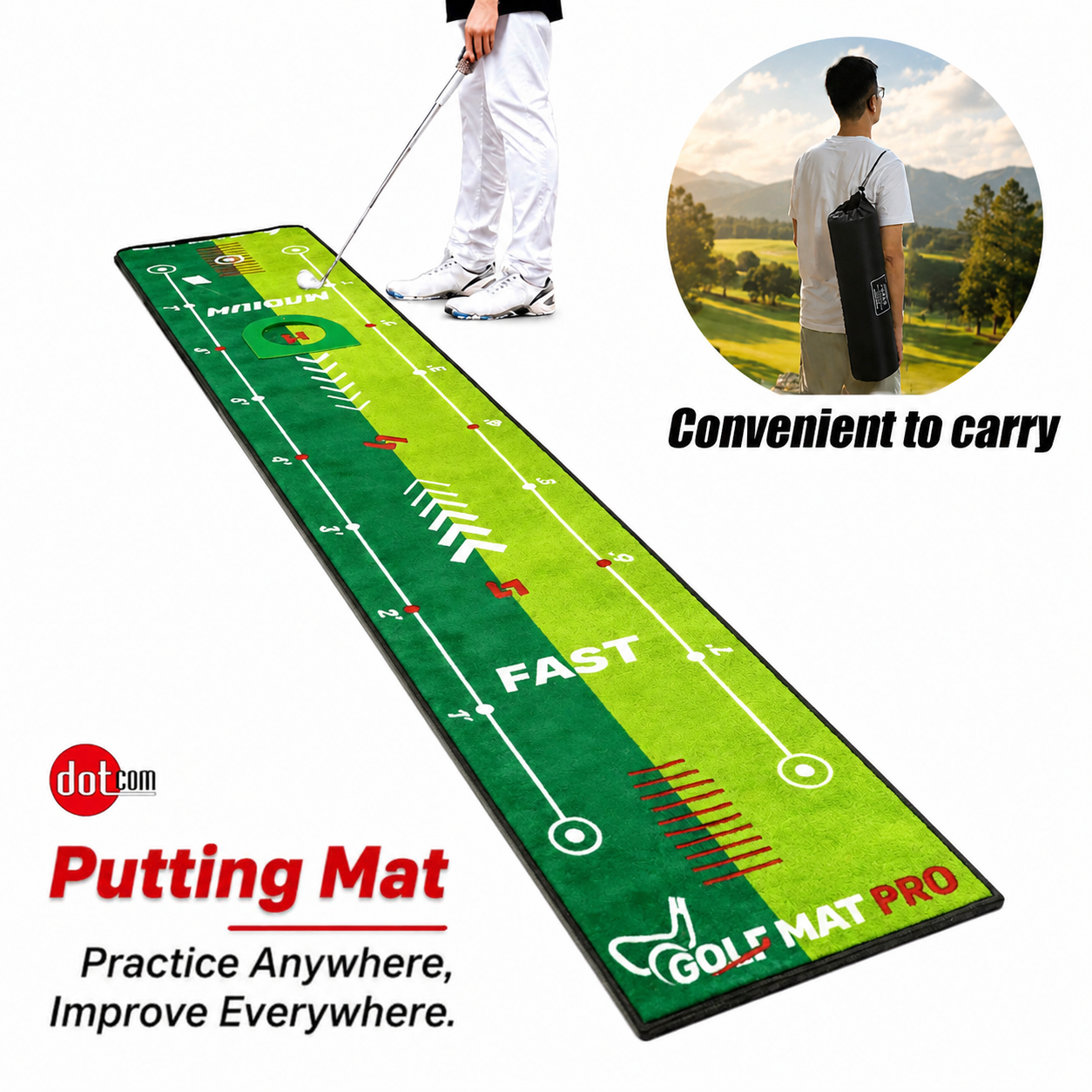 What is the correct way to lay a golf putting mat for effective practice?