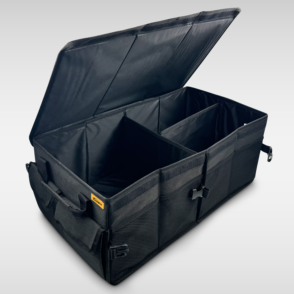 KUOSHI Custom Logo 3 Compartments Car Trunk Organizer with Lid Stable B2B Wholesale