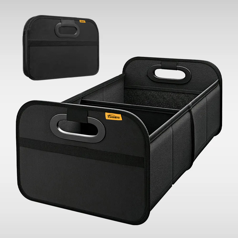 KUOSHI Custom Logo Foldable Non-Slip Oxford Fabric Small Car Trunk Organizer with Compartments