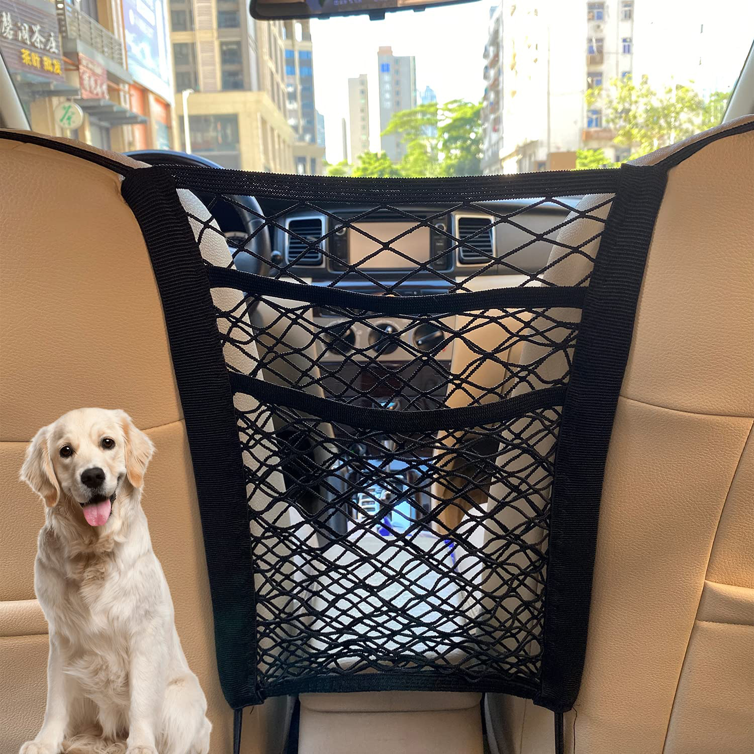 KUOSHI OEM Custom Car Pet Barrier Net with Storage Pockets
