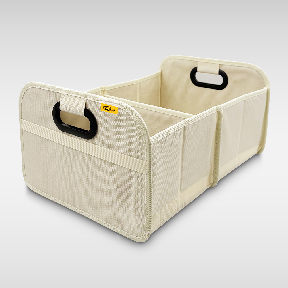 KUOSHI OEM Custom CTO Expandable Oxford Fabric Car Beige Auto Trunk Organizer Boot Bag
