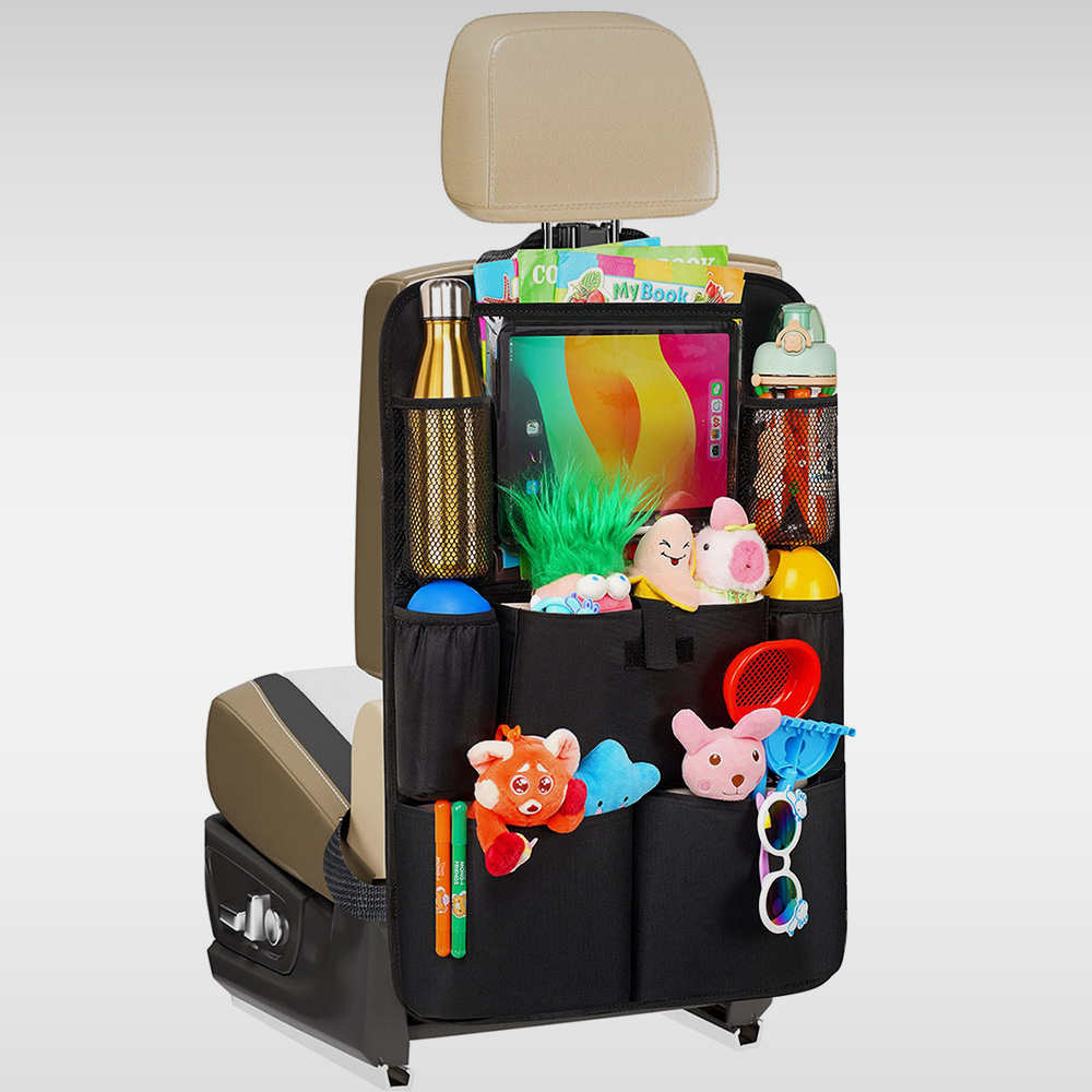 KUOSHI OEM ODM ISO 9001 Certified Factory 600D Oxford Back Seat Car Organizer with 11-Inch Tablet Holder