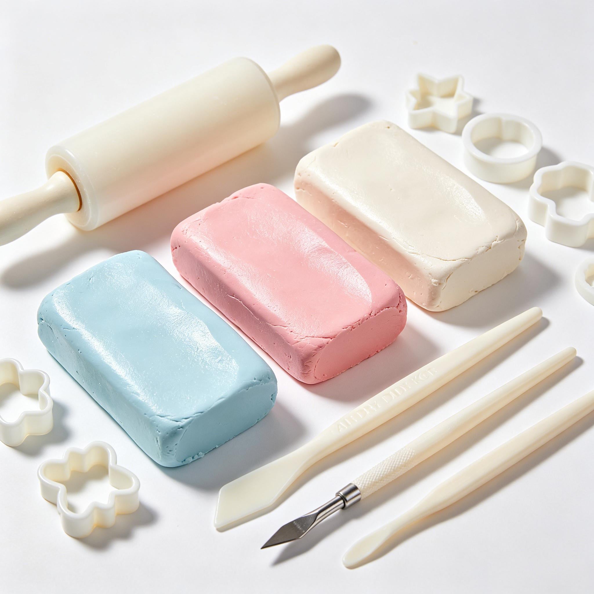 DIY Air Dry Clay Kit with Tools and Paints for Modeling Art Project Gift Idea