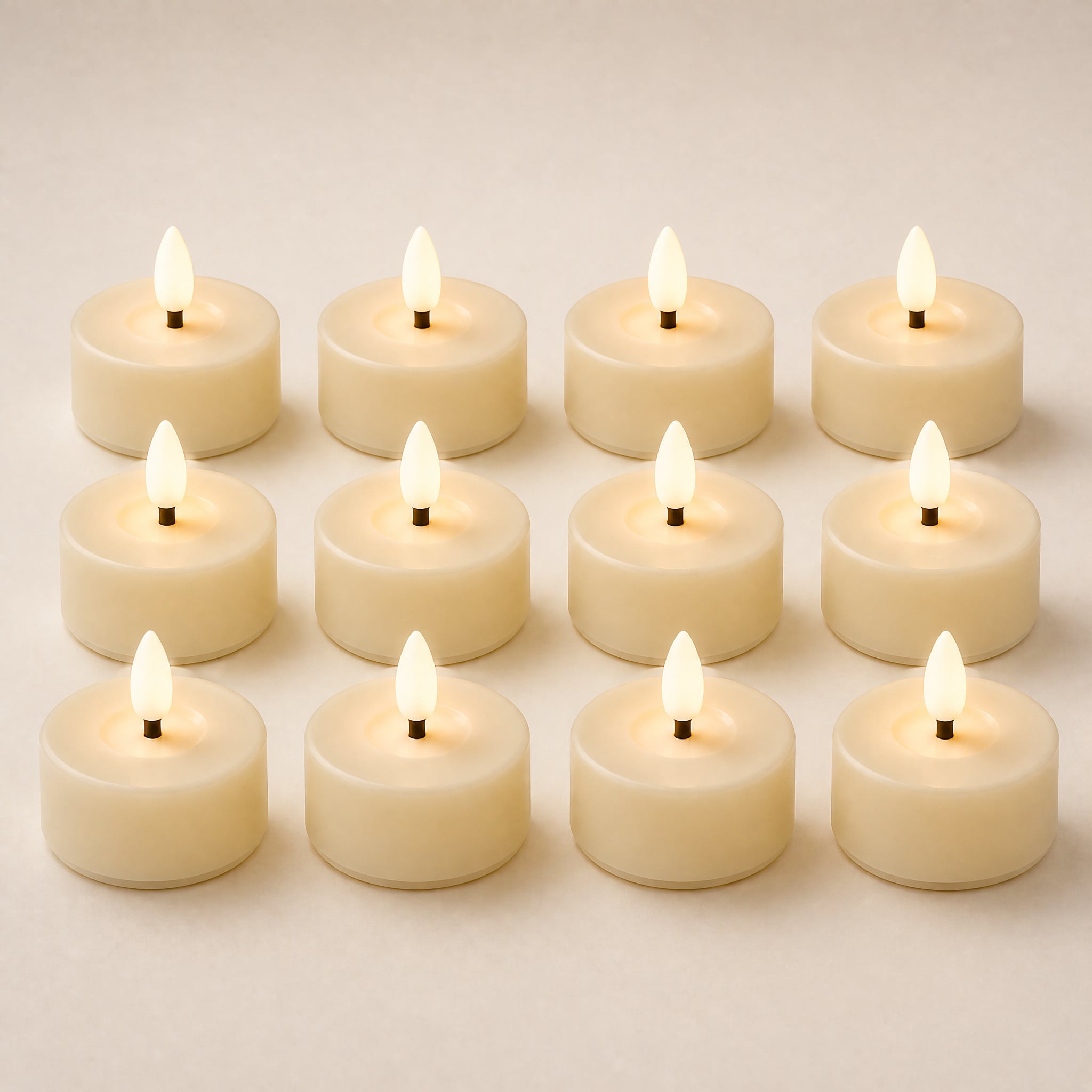 Flameless Tealight Candles LED Realistic Flickering Battery for Living Room