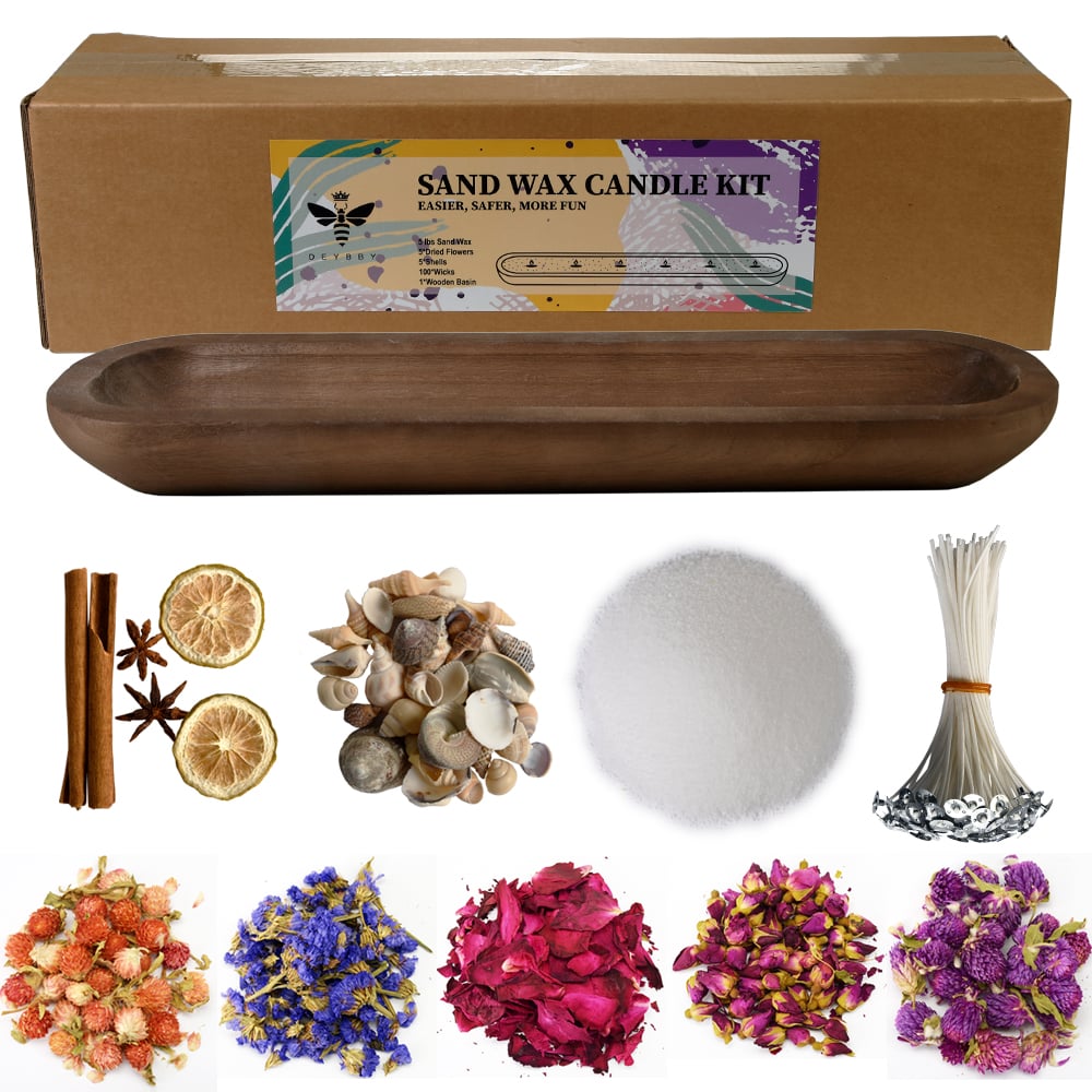 Pearled DIY Candle Making Kit with Wooden Basin DIY Candle Set Gift Craft