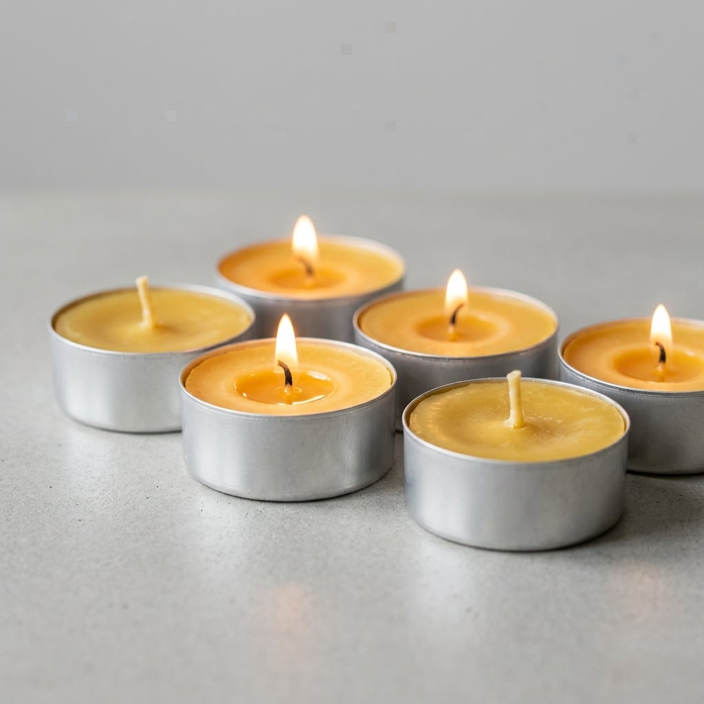 Pure Beeswax Tealight Candle in Aluminum Cup Natural for Aromatherapy
