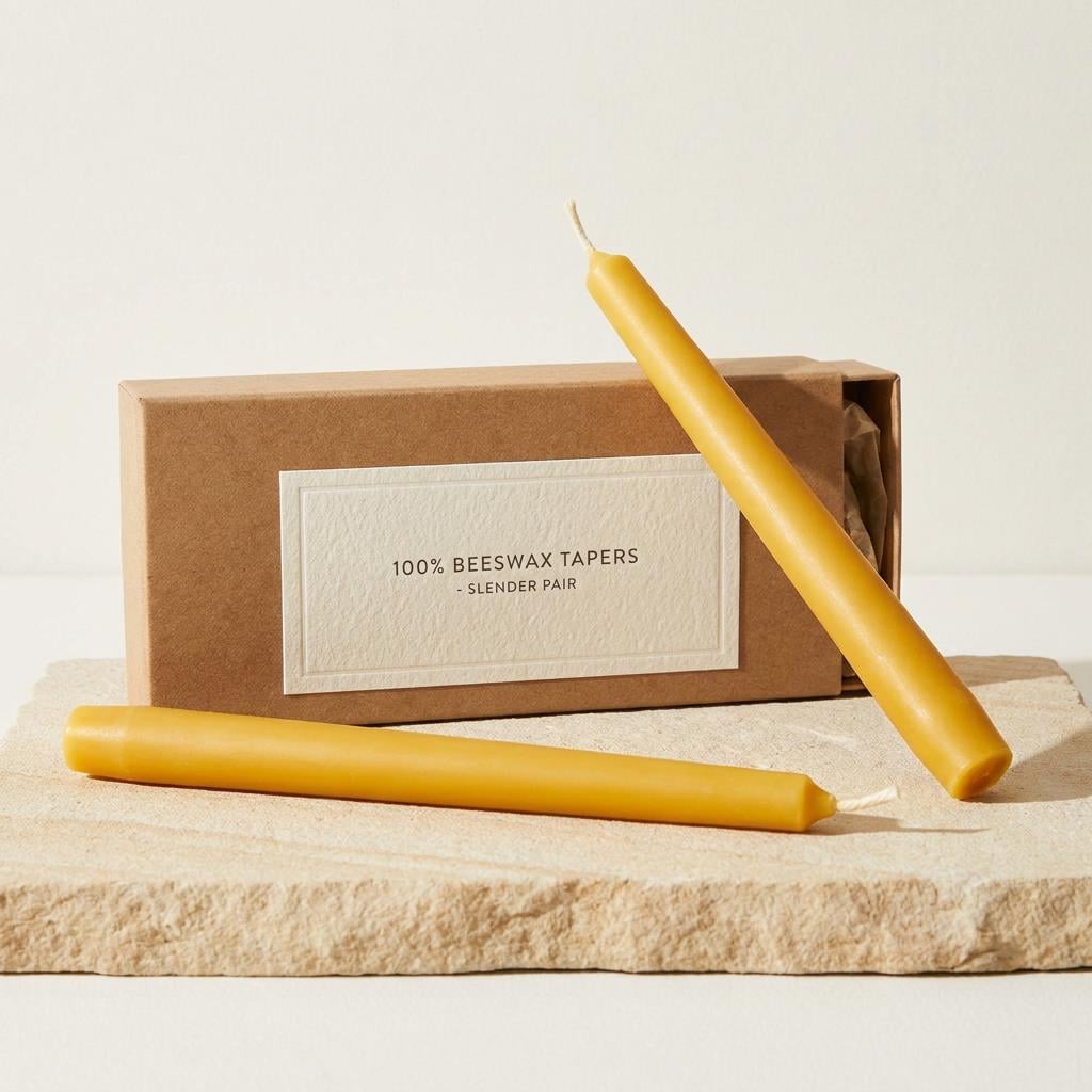 Pure Beeswax Taper Candle Handmade Natural for Dinner Wedding