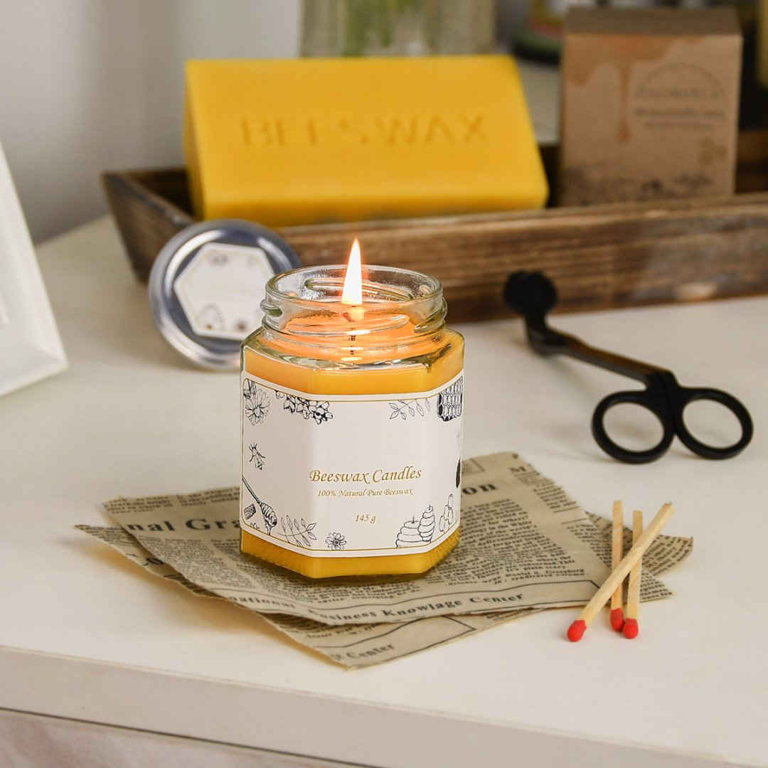Beeswax Glass Jar Candle Handmade Natural Pure for Home Decor Christmas Gifts
