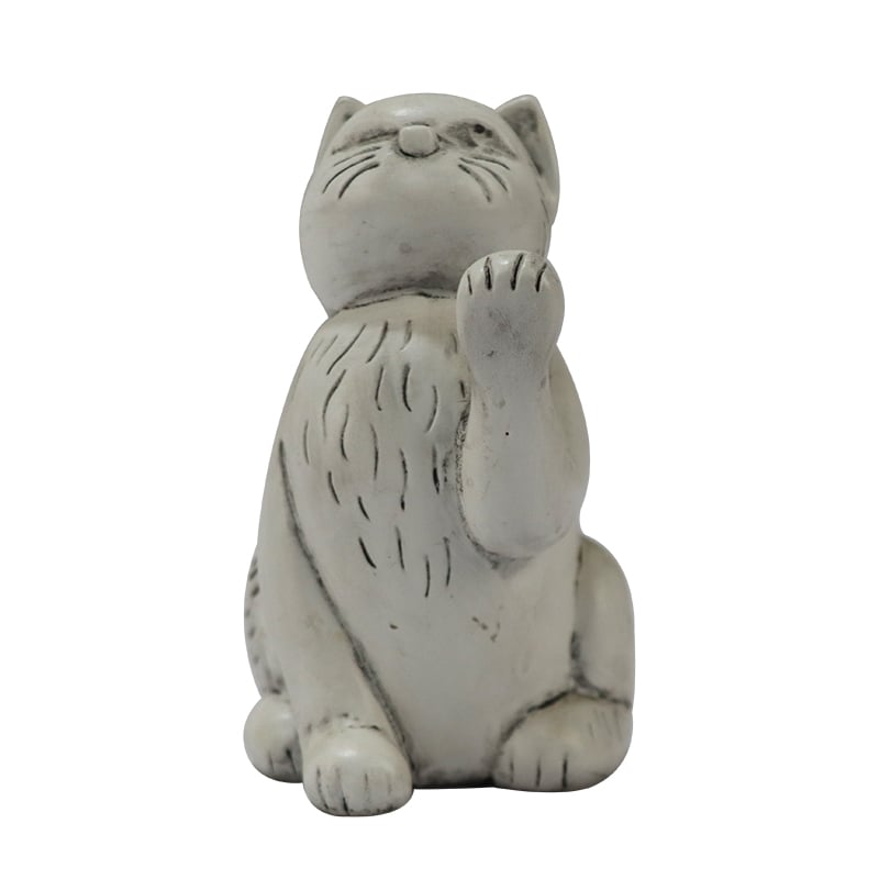 Resin White Cat Figurine - Minimalist Home Decor