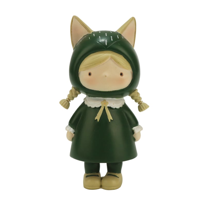 Resin Girl with Cat Ears Figurine - Cute Decor