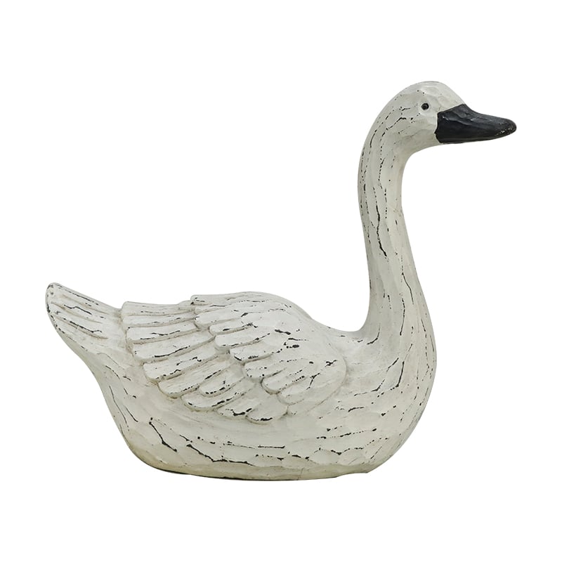 Resin White Swan Figurine - Garden & Home Decor Ornament